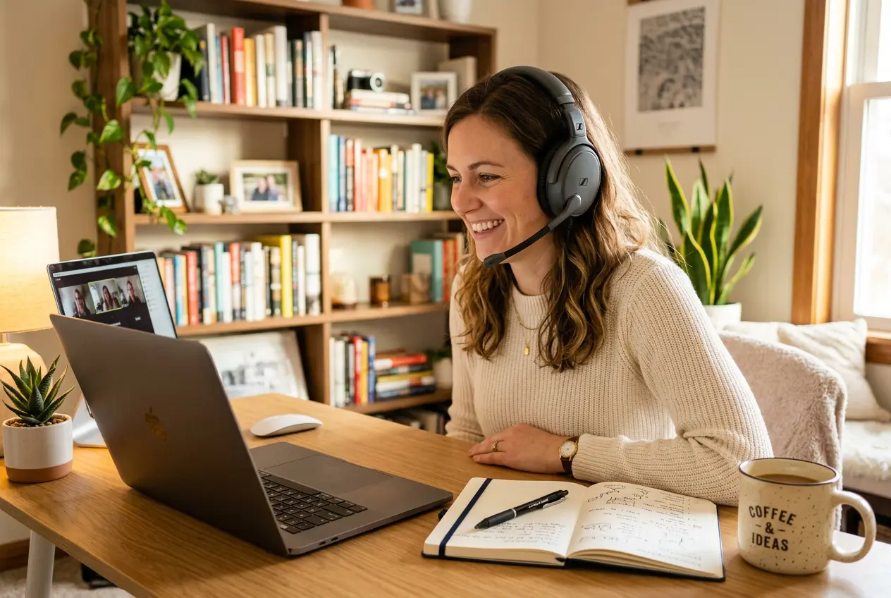 Agency owner on a video call with the Wayfield team